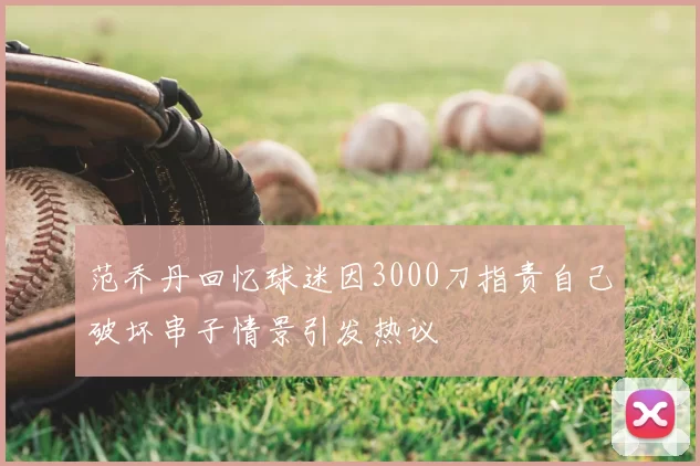范乔丹回忆球迷因3000刀指责自己破坏串子情景引发热议